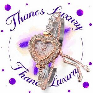 Rose GoldPink Heart Watch Set